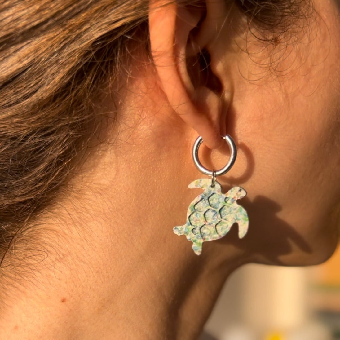 Microplastic Turtle Earrings